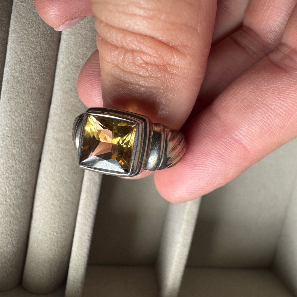 Vintage Sterling Silver Ring with a Citrine Gemstone Size 8 8.6g